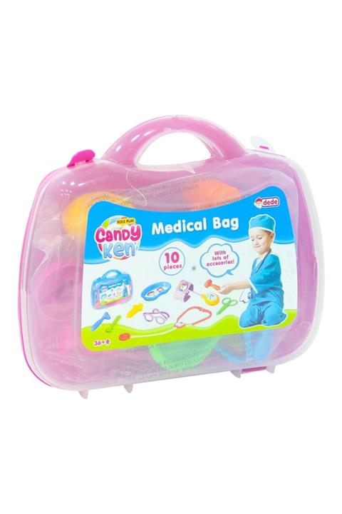 DEDE Oyuncak Candy Doktor Çantası Steteskop Çocuk Eğitici Oyun Seti Pembe