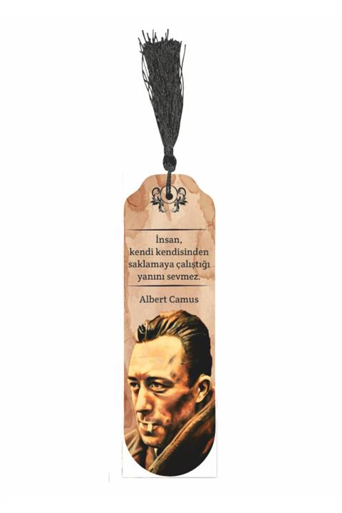 Hayat Poster Albert Camus Püsküllü Ahşap Ayraç