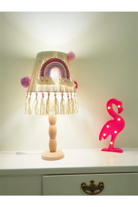 Design by Didem Özel Tasarım % 100 Pamuk Makrome Ponponlu Abajur