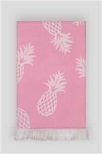 KANDE COTTON Pembe Ananas Desen Jakarlı Peştamal