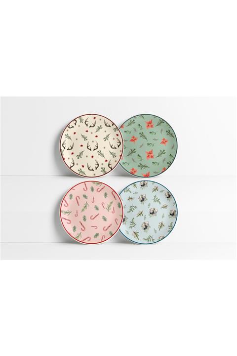 FernCo Holiday Collection 4’lü Tatlı Tabağı Seti / Hediye Kutulu