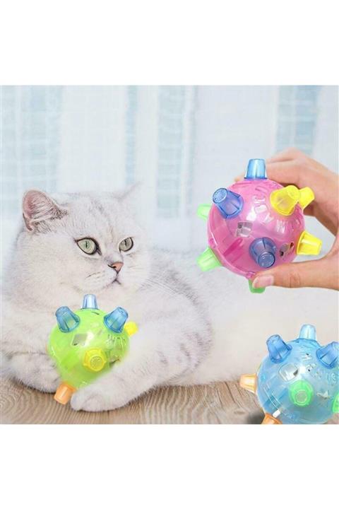 yakpen Köpek Oyuncağı Kedi Oyuncağı Işıklı Pilli Zıp Zıp Top Müzikli