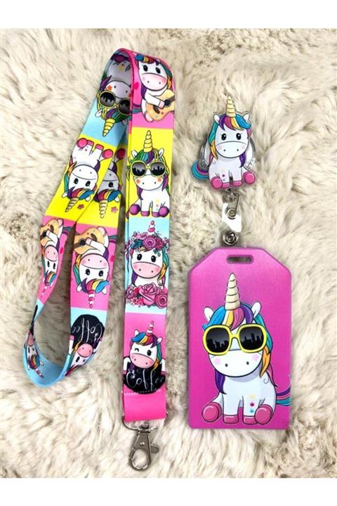 Hediyebum Unicorn Boyun Askısı Yoyo Ve Kartlık Set