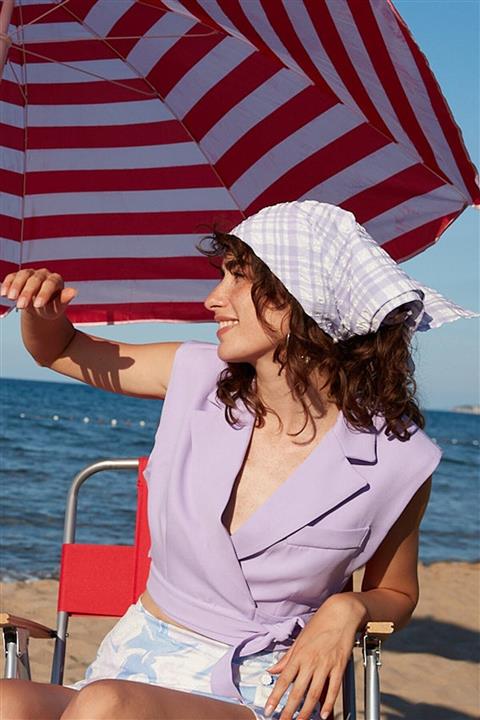 Quzu Desenli Bandana Lila