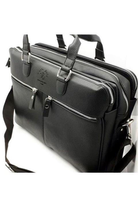 Westpolo Unisex Siyah Leptop Bölmeli 3 Gözlü Omuz Askılı Evrak Çantası