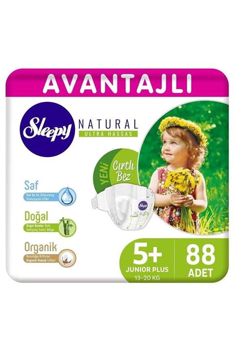 Sleepy Natural Avantajlı Bebek Bezi 5+ Numara Junior Plus 88 Adet