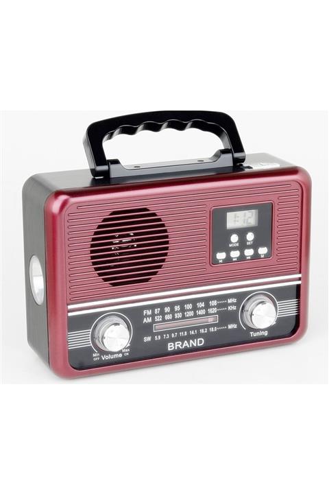 gaman Ys-608 Fener Özellikli Klasik Bluetooth Hoparlör Alarmlı Saatli Retro Nostaljik Radyo