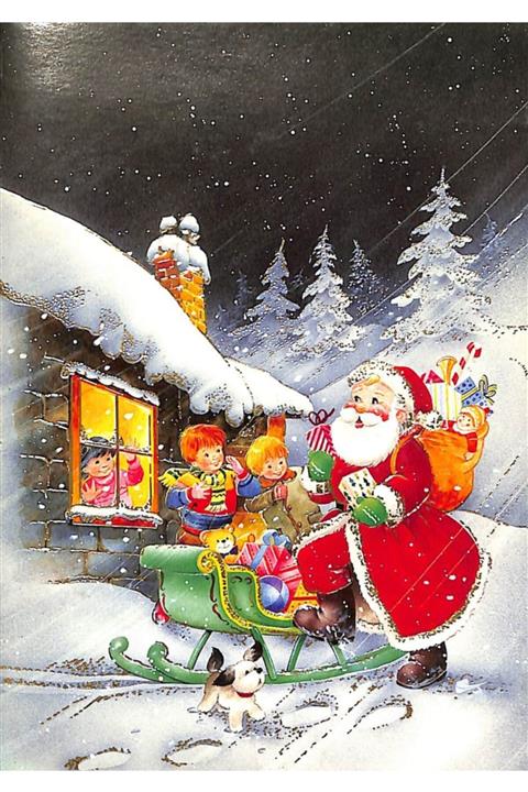 Gökçe Koleksiyon Noel Baba Temalı Açılır Kapak Yaldızlı Kartpostal