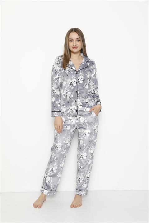 Angels Secret Kadife Düğmeli Desenli Kadın Bayan Sabahlık Gecelik Kışlık Pijama Takımı