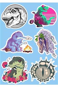 SilverStickers Dinozor T-rex Temalı Laptop Notebook Kask Çanta Sticker Etiket Seti