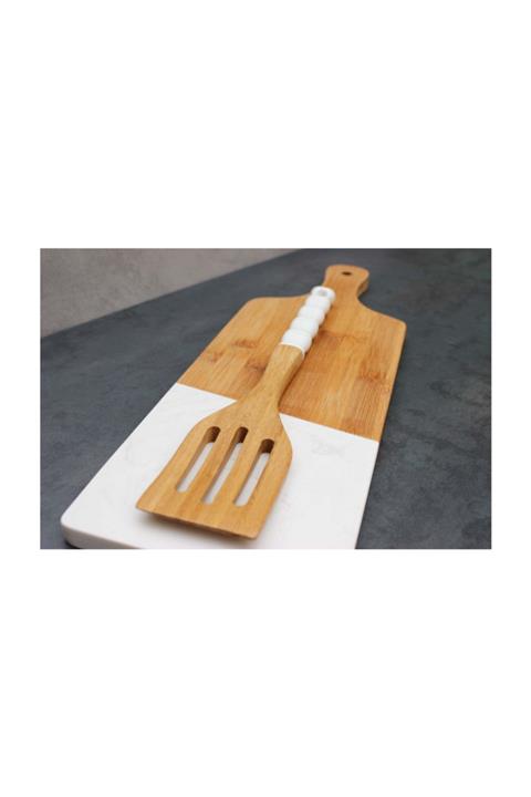 Akayev Porselen Saplı Bambo Oymalı Spatula Tr-412