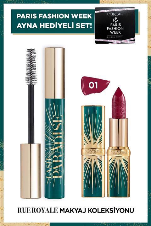L'Oreal Paris Rue Royal Makyaj Koleksiyonu Maskara + Holiday Ensemble Ruj