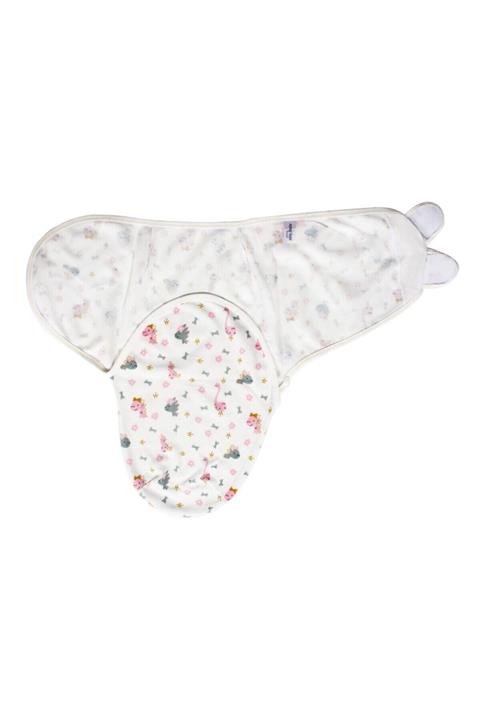 Sevi Unisex Bebek Beyaz Interlok Kundak Dinazor