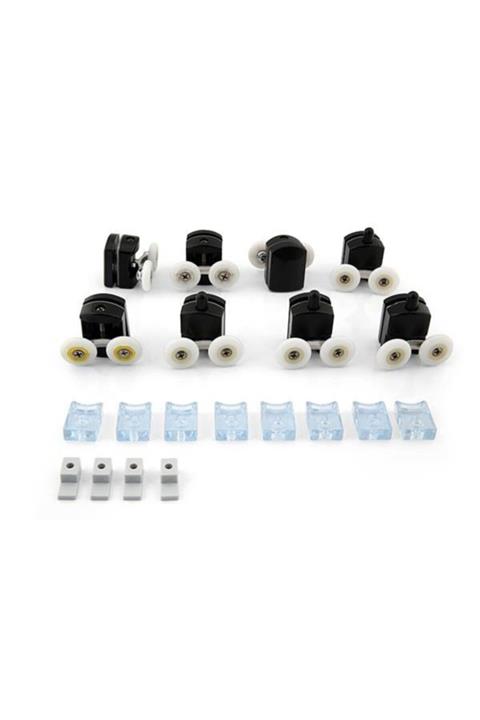 MNY Duşakabin Tekerleği Rulman Tekeri Seti Metal 8'li Siyah