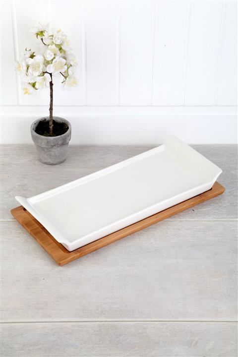 ACAR Bambu Standlı Porselen Lüx 30cm Servis