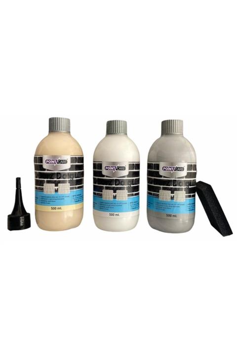 A POINT Point Care 3 Renk Set Beyaz,gri ,krem Gaga Uç Silikonlu Derz Dolgu 500 Ml + Derz Süngeri