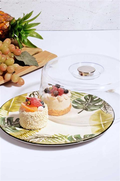 Kitchen Life Tropik Serisi Organik Lüx Kapaklı, Seramik Kek Fanusu