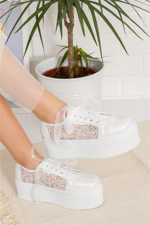 DARUGA Yüksek Taban Fileli Sade Model Gelinlik Abiye Ayakkabı