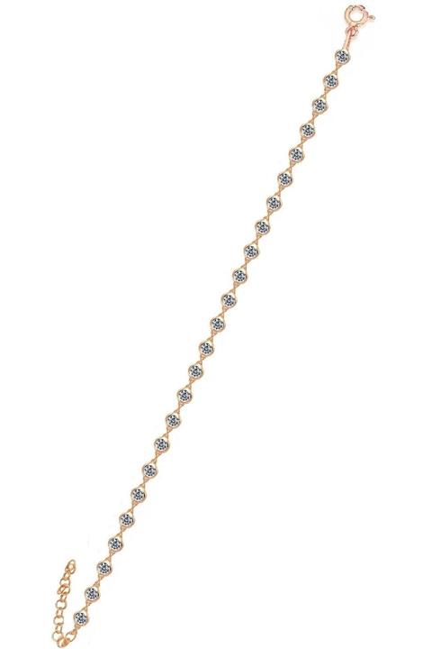 Trend Silver 925 Ayar Gümüş Rose 3mm Mini Taşlı Zirkonlu Halhal