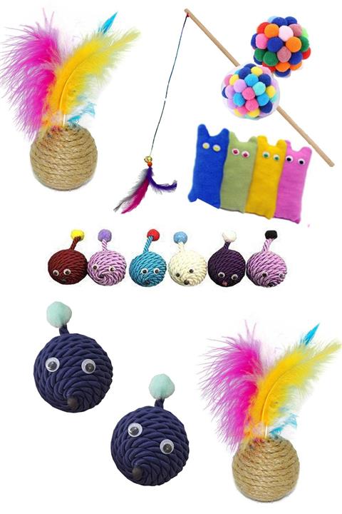 ATÖLYEMAVM Kedi Oyuncak Set Kedi Naneli Peluş Zilli Oyuncak