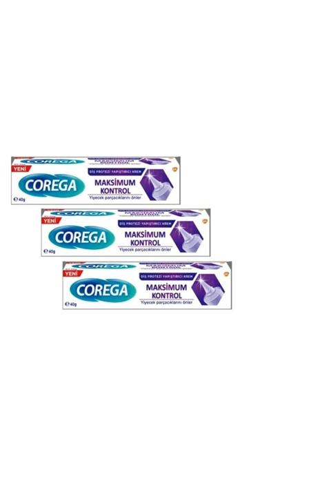 Corega Diş Protezi Yapıştırıcı Krem Maksimum Kontrol 3 Adet