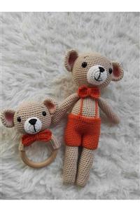 USTAHOBİEVİ Turuncu Amigurumi Bizim Ayıcık Set Organik Oyuncak