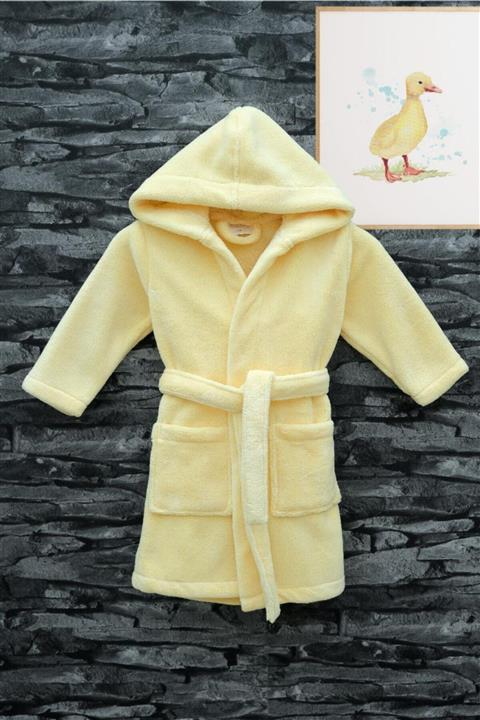 Woop Home Sarı Kapüşonlu Çocuk Bornozu