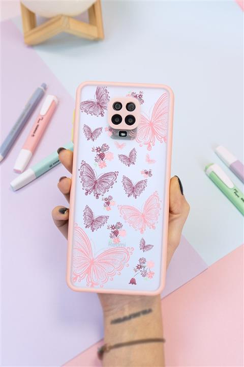 Spoyi Xiaomi Redmi Note 9 Pro / Note 9s Pembe Hux Butterfly Kelebek Tasarımlı Telefon Kılıfı