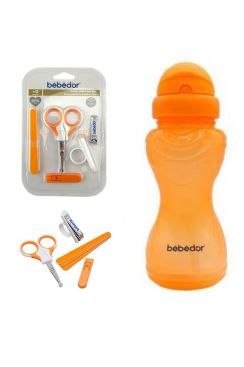 Bebedor Emniyetli Tırnak Bakım Seti (8550) Sportif Pipetli Bardak Yeni Üretim Neon Turuncu 330 ml (kod:8504)