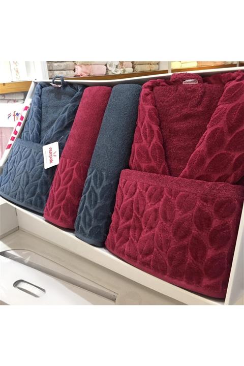 Nurpak %100 Pamuk 8 Parça Kadın-Erkek Aile Bornoz Seti