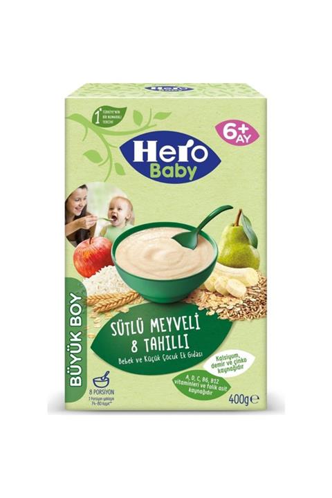 Hero Baby Sütlü Meyveli 8 Tahıllı Kaşık Maması 400 gr