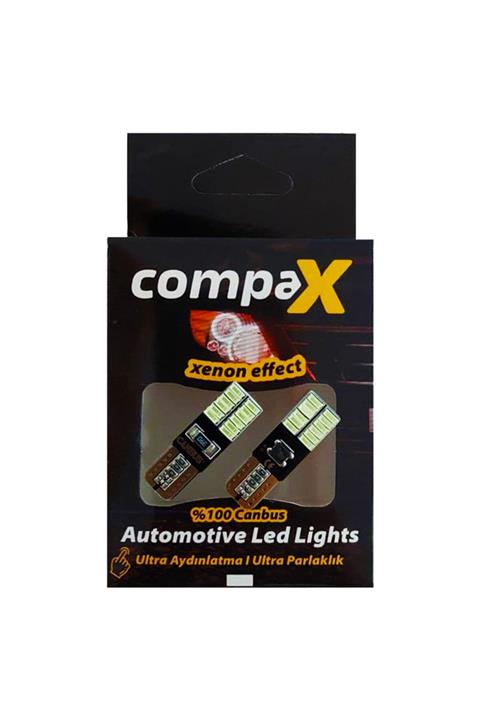 Compax Led Ampul Buz Mavisi Dipsiz T10 Park Ampulü 12v 24 Ledli Canbuslu 2 Adet