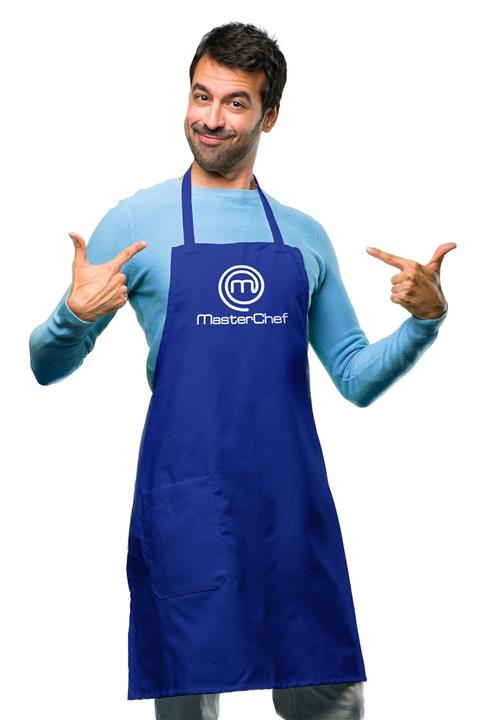 ACR Giyim Master Chef Baskılı Saks Mavi Mutfak Önlüğü -unisex- Askılı Podye