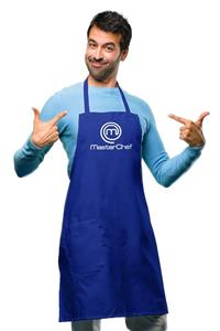 ACR Giyim Master Chef Baskılı Saks Mavi Mutfak Önlüğü -unisex- Askılı Podye