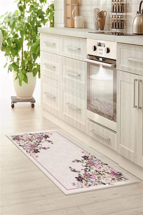 colizon Dekoratif Yıkanabilir Kaymaz Deri Tabanlı Mutfak Halısı