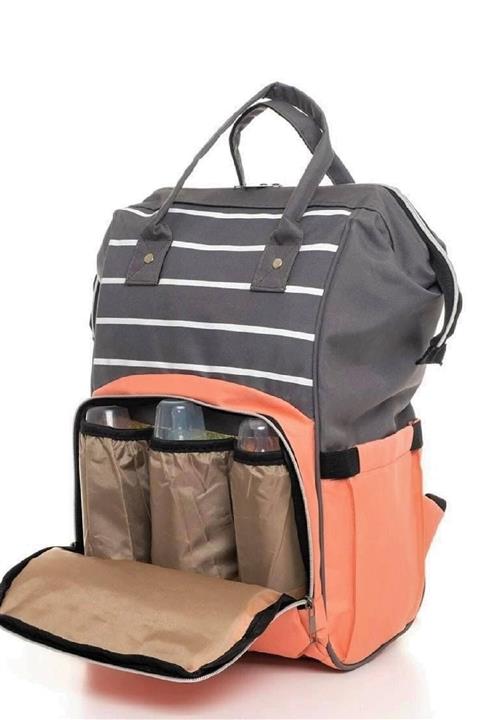 Yerli Bebek Bakım Çantası Pudra Çizgili