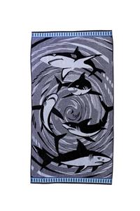 Özdilek Cannes Shark Swim Black Kadife Plaj Havlusu 86x162