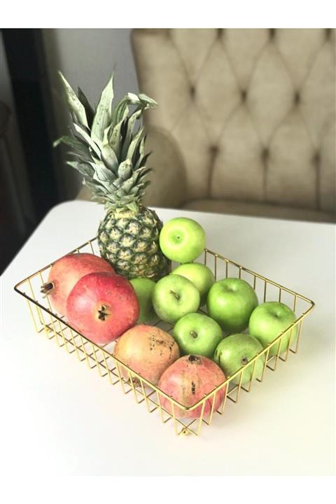 Markimo Home Altın Tel Dikdörtgen Kafes Düzenleyici Sepet