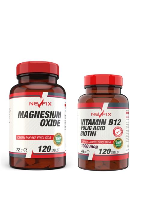 Nevfix Magnezyum 250 Mg 120 Tablet B12 Folic Acid & Biotin 120 Tablet