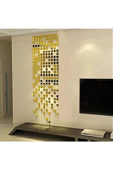 EKoc Ticaret Abaküs Dekor Süs Mozaık Ayna 200x Adet Pleksi Dekoratif Gold Antre Banyo