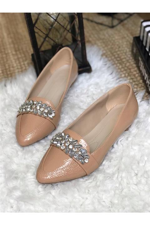 LAURELS Kadın Ten Taş Detaylı Babet