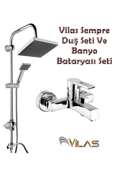 Vilas Premium Sarı Boru Sempre Duş Seti Ve Banyo Bataryası Seti