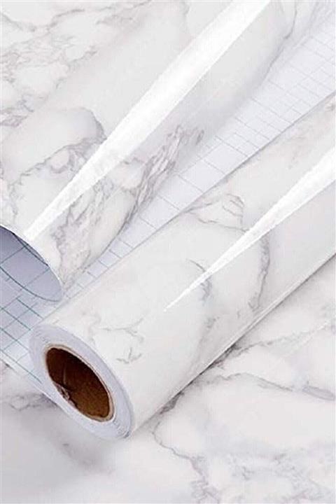 TEKNO İSTANBUL Gri 5mt X 60 Cm Mermer Desenli Masa Tezgah Mutfak Su Geçirmez Yapışkanlı Folyo Sticker