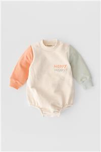 Banamio Happy Renkli Kollu Sweatshirt Pamuklu Unisex Romper Tulum