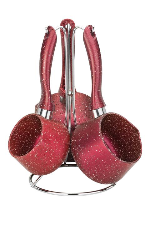 Zümrüt Granit Cezve Seti Kırmızı