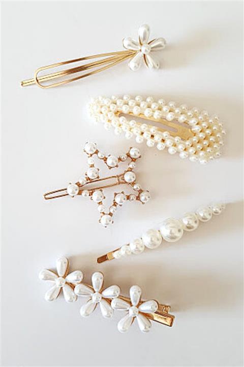 PETEK AKSESUAR 5 Adet Incili Toka Set