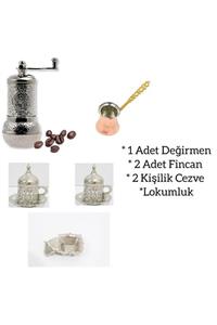 ymn bakırcılık Kahve Değirmeni & 2 Li Fincan & Lokumluk & Cezve Takımı