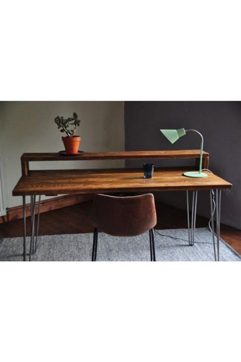 w & s Woodysharky Ahşap Çalışma Bilgisayar Pc Masası