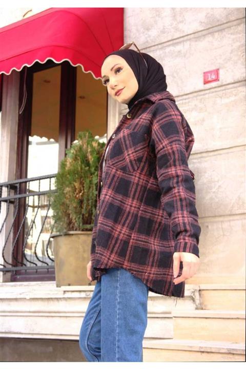 BURCU TESETTÜR Cepli Oduncu Gömlek Sof101 Pudra Siyah