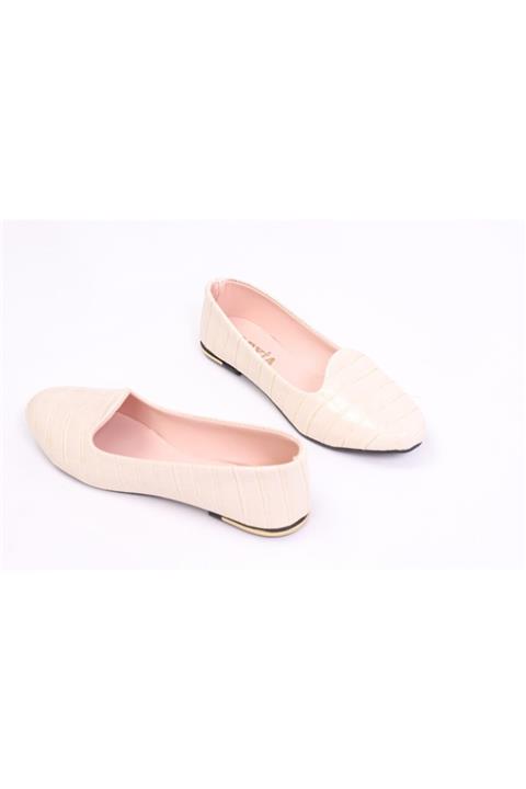 lexıa Kadın Krem Kroko Babet